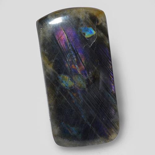 Spettrolite naturale multicolore da 7,54 ct, taglio a cuscino, opaco