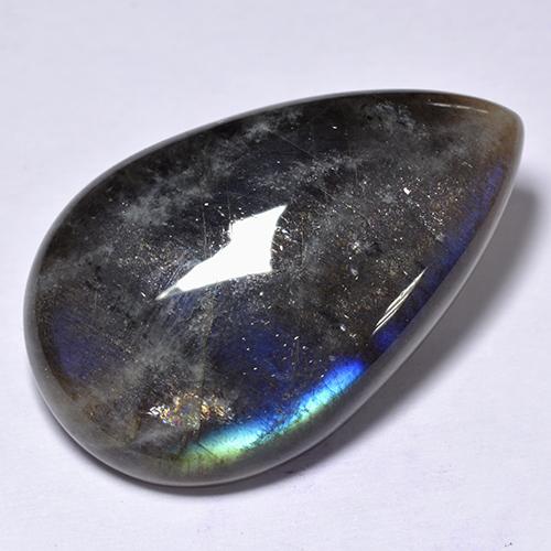 Spettrolite Multicolore naturale da 12.34 ct, Forma a pera, Opaco