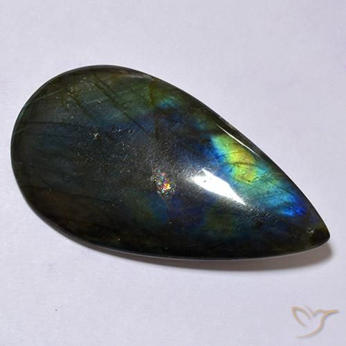 Spettrolite naturale multicolore da 38,11 ct, taglio a cuscino, opaco