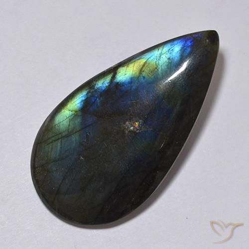 Spettrolite naturale multicolore da 38,11 ct, taglio a cuscino, opaco