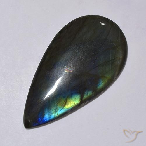 Spettrolite naturale multicolore da 38,11 ct, taglio a cuscino, opaco