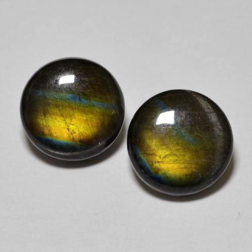 Spettrolite naturale multicolore da 3,66 ct, taglio rotondo, opaco
