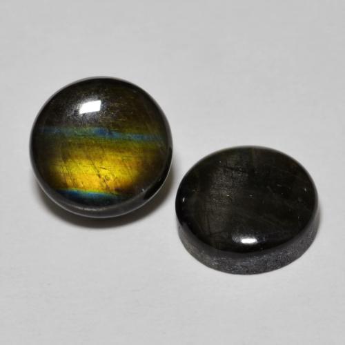 Spettrolite naturale multicolore da 3,66 ct, taglio rotondo, opaco