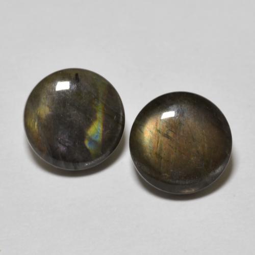 Spettrolite naturale multicolore da 3,00 ct, taglio rotondo, opaco