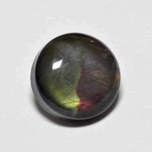Spettrolite naturale multicolore da 1,83 ct, taglio rotondo, opaco
