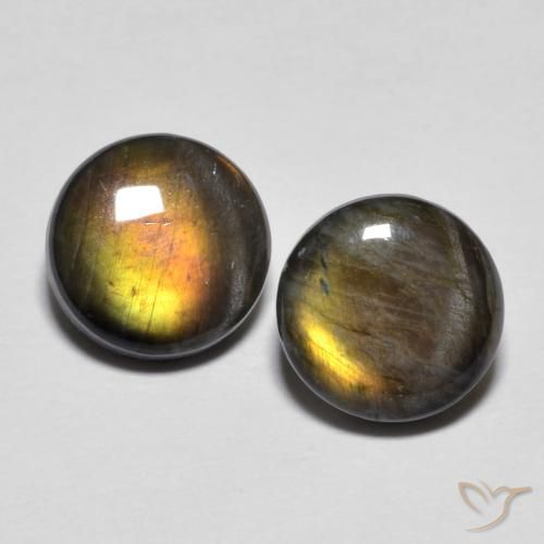 Spettrolite naturale multicolore da 3,77 ct, taglio rotondo, opaco
