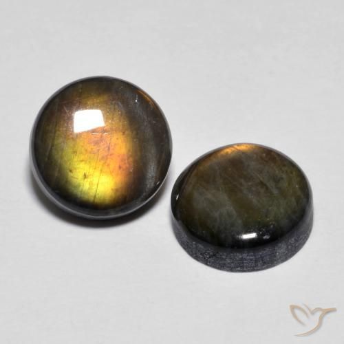 Spettrolite naturale multicolore da 3,77 ct, taglio rotondo, opaco