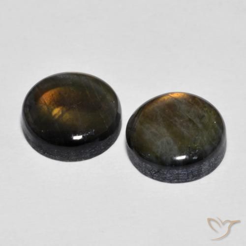Spettrolite naturale multicolore da 3,77 ct, taglio rotondo, opaco