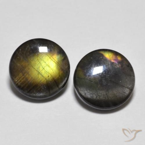 3.53ctw Naturale Multicolore Spettrolite, Rotondo, Opaco
