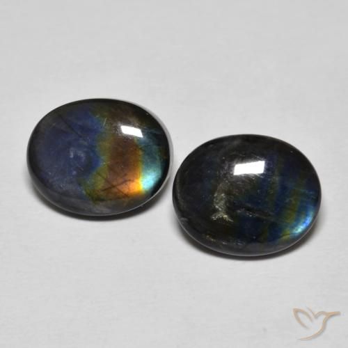 4.19ctw Naturale Multicolore Spettrolite, Ovale, Opaco