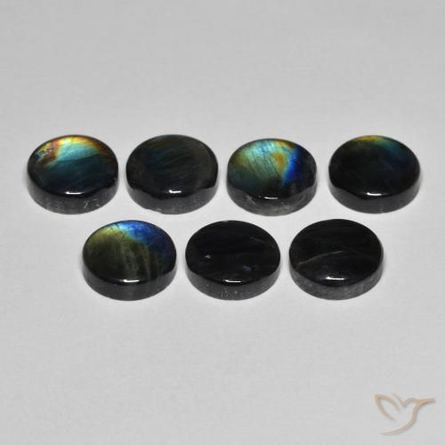 Spettrolite Multicolore naturale da 1.83 ct, Rotondo, Opaco
