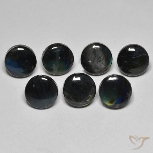 Spettrolite Multicolore naturale da 1.83 ct, Rotondo, Opaco