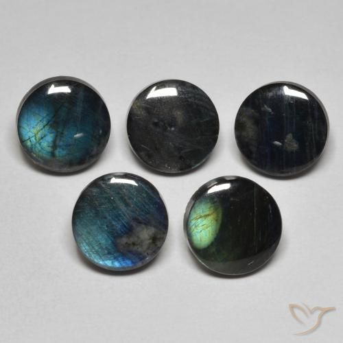 Spettrolite naturale multicolore da 1,55 ct, taglio rotondo, opaco
