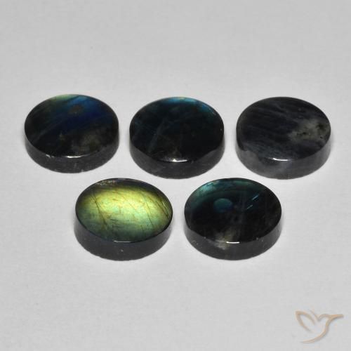 Spettrolite naturale multicolore da 1,55 ct, taglio rotondo, opaco