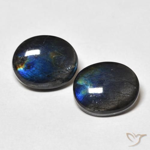 4.36ctw Naturale Multicolore Spettrolite, Ovale, Opaco