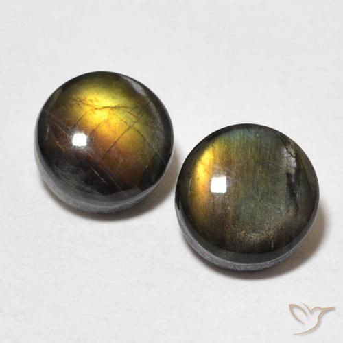 Spettrolite naturale multicolore da 1,91 ct, taglio rotondo, opaco