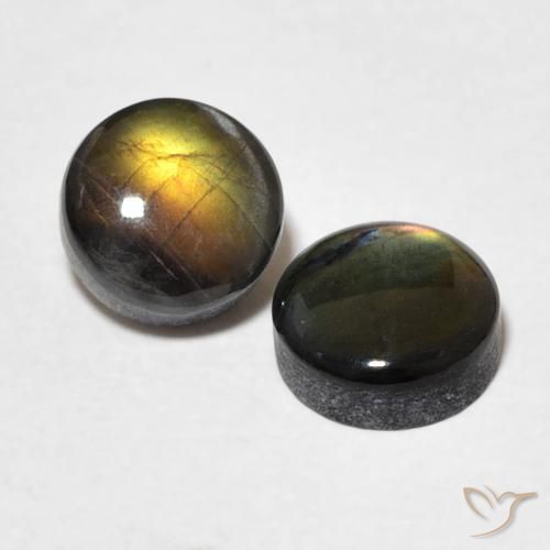 Spettrolite naturale multicolore da 1,91 ct, taglio rotondo, opaco