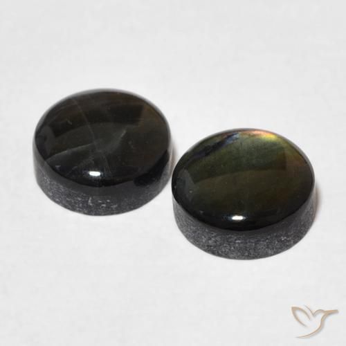 Spettrolite naturale multicolore da 1,91 ct, taglio rotondo, opaco