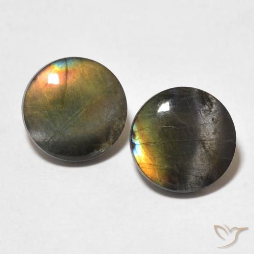 2.71ctw Naturale Multicolore Spettrolite, Rotondo, Opaco, Photo A