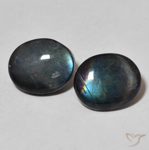 4.01ctw Naturale Multicolore Spettrolite, Ovale, Opaco