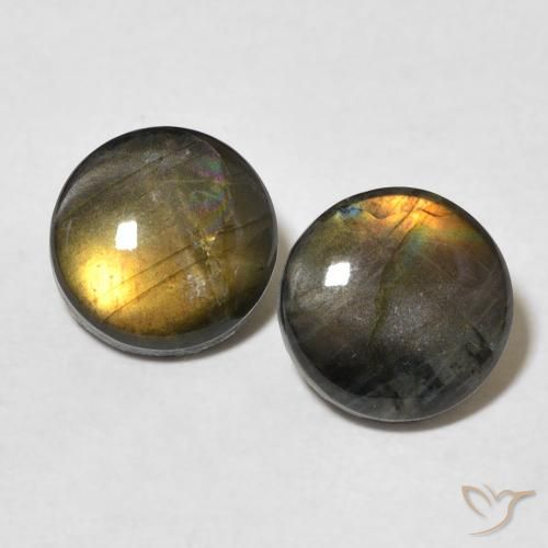 3.16ctw Naturale Multicolore Spettrolite, Rotondo, Opaco