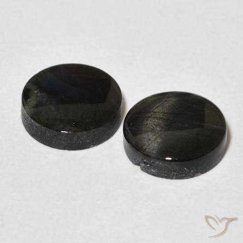 Spettrolite naturale multicolore da 3,38 ct, taglio rotondo, opaco