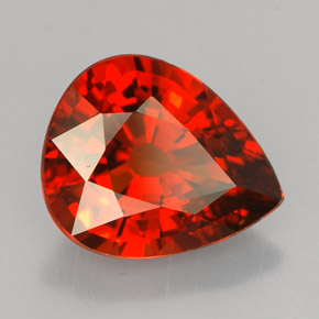 Granato spessartite Arancione rossastra naturale da 3.12 ct, Forma a pera, VVS