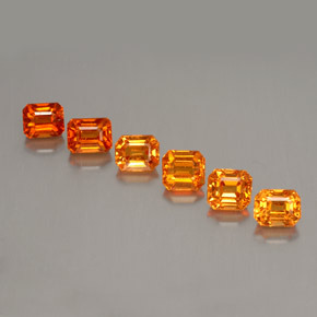 Granato spessartite naturale arancione da 3,42 ct, taglio smeraldo, VVS-VS