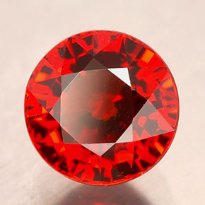 Granato spessartite naturale rosso da 1,39 ct, taglio rotondo, VVS