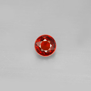 Granato spessartite Rosso arancione scuro naturale da 0.79 ct, Taglio rotondo, VVS-VS