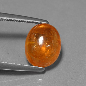 Granato spessartite naturale arancione da 4,22 ct, taglio ovale, traslucido
