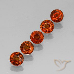 Gemme di Granato spessartite Arancione rossastra naturale da 2.41 ct, Taglio rotondo, VVS-VS