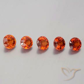 Gemme di Granato spessartite Rosso intenso naturale da 3.17 ct, Rotondo, VVS-VS