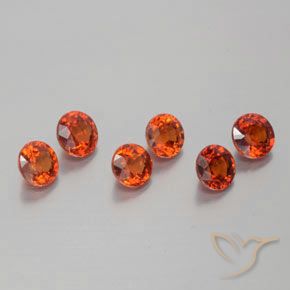 Gemme di Granato spessartite Rosso Ambra Intenso naturale da 3.18 ct, Rotondo, VVS-VS