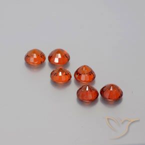 Gemme di Granato spessartite Rosso Ambra Intenso naturale da 3.18 ct, Rotondo, VVS-VS