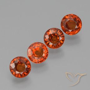 Gemme di Granato spessartite Rosso intenso naturale da 2.22 ct, Rotondo, VVS-VS