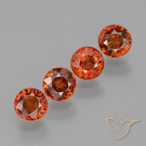 Gemme di Granato spessartite Rosso Ambra Intenso naturale da 2.18 ct, Rotondo, VS