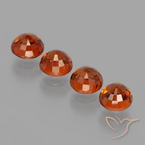 Gemme di Granato spessartite Rosso Ambra Intenso naturale da 2.18 ct, Rotondo, VS