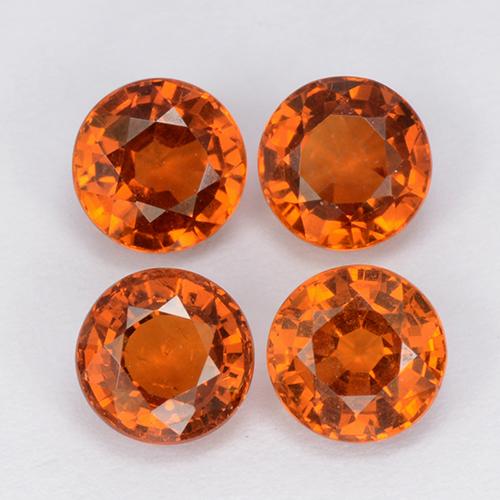 Gemme di Granato spessartite Arancione brillante naturale da 2.87 ct, Taglio rotondo, VS