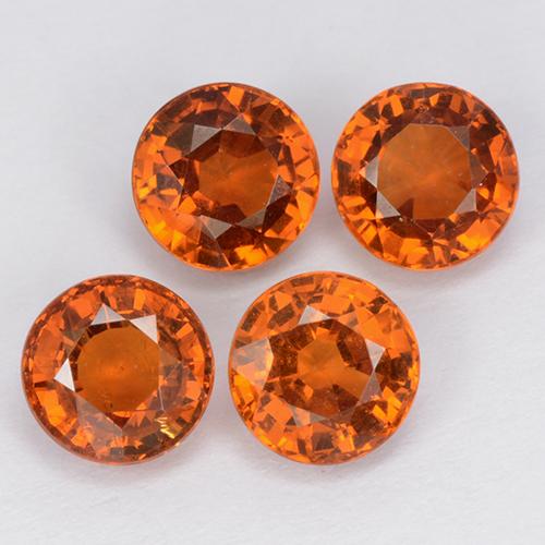 Gemme di Granato spessartite Arancione brillante naturale da 2.87 ct, Taglio rotondo, VS