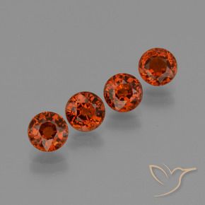 Gemme di Granato spessartite Ribes Rosso naturale da 3.31 ct, Rotondo, VVS-VS
