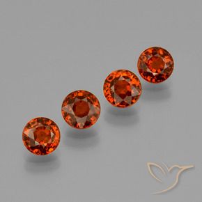 Gemme di Granato spessartite Rosso intenso naturale da 3.11 ct, Rotondo, VVS-VS