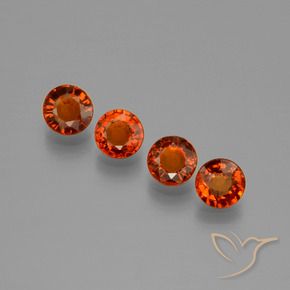 Gemme di Granato spessartite Rosso caramella naturale da 1.84 ct, Rotondo, VVS-VS
