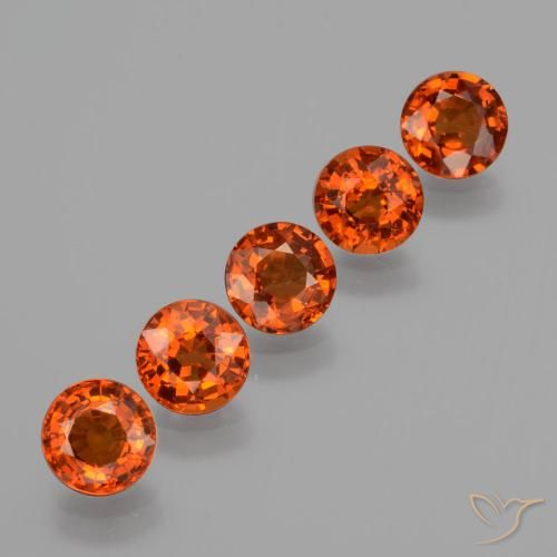 Gemme di Granato spessartite Arancione Ambra naturale da 3.76 ct, Taglio rotondo, VS