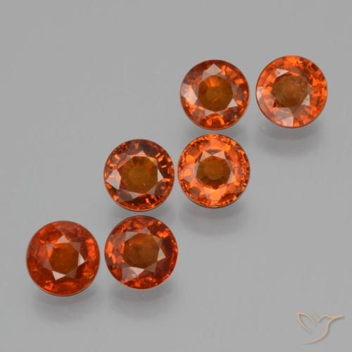 Gemme di Granato spessartite Rosso intenso naturale da 2.90 ct, Rotondo, VVS-VS