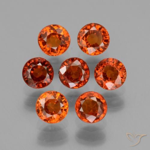3.09ctw Naturale Arancio Medio Granato spessartite, Rotondo, VS