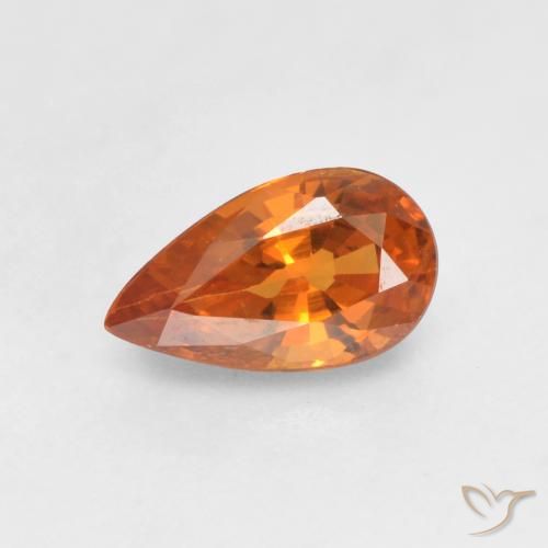 Granato spessartite Arancione brillante naturale da 0.66 ct, Forma a pera, VS