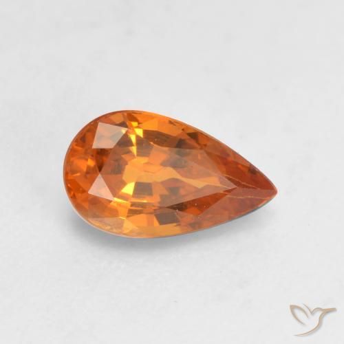 Granato spessartite Arancione brillante naturale da 0.66 ct, Forma a pera, VS
