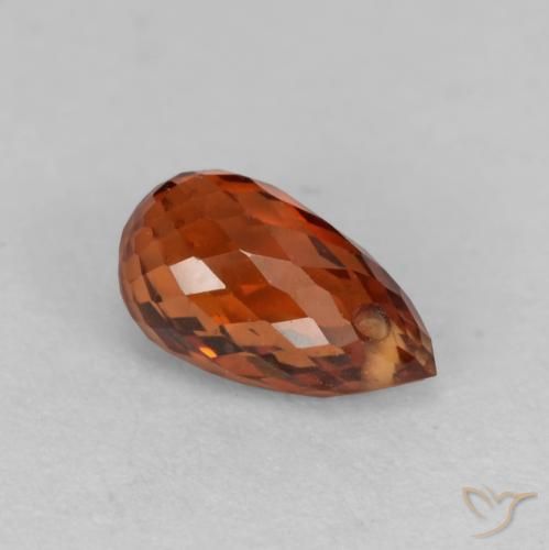 0.93ct Naturale Rosso Ambra Intenso Granato spessartite, Taglio briolette, VS