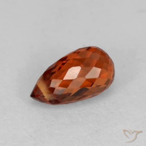 Granato spessartite Rosso Ambra Intenso naturale da 0.93 ct, Taglio briolette, VS